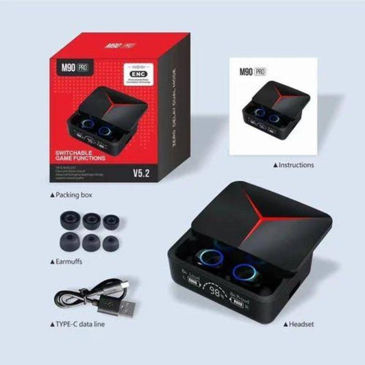 M90 wireless earbuds with digital display